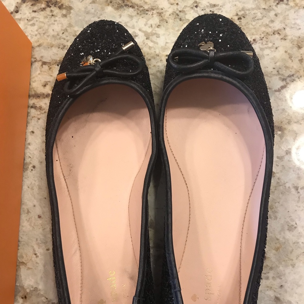 Kate Spade Willa Black Glitter Ballet Flats